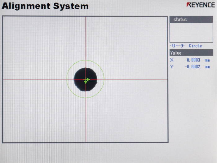 カメラアライメント機能付CNC微細加工機［Micro MC-5］―アライメントマーク認識画面│株式会社ピーエムティー
