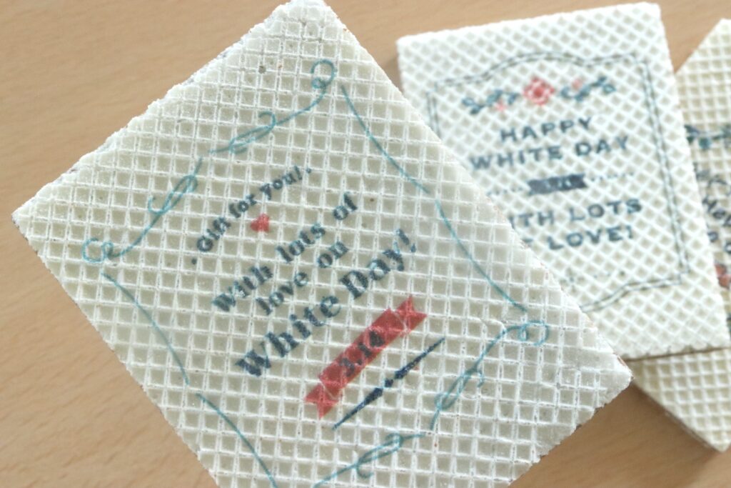 フードプリンター印刷サンプル│印刷面に凹凸があるワーク（ウェハース）への印刷